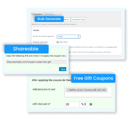 Bulk generate and free gift coupons