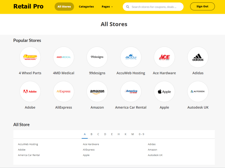 Dedicated Store Listing Page